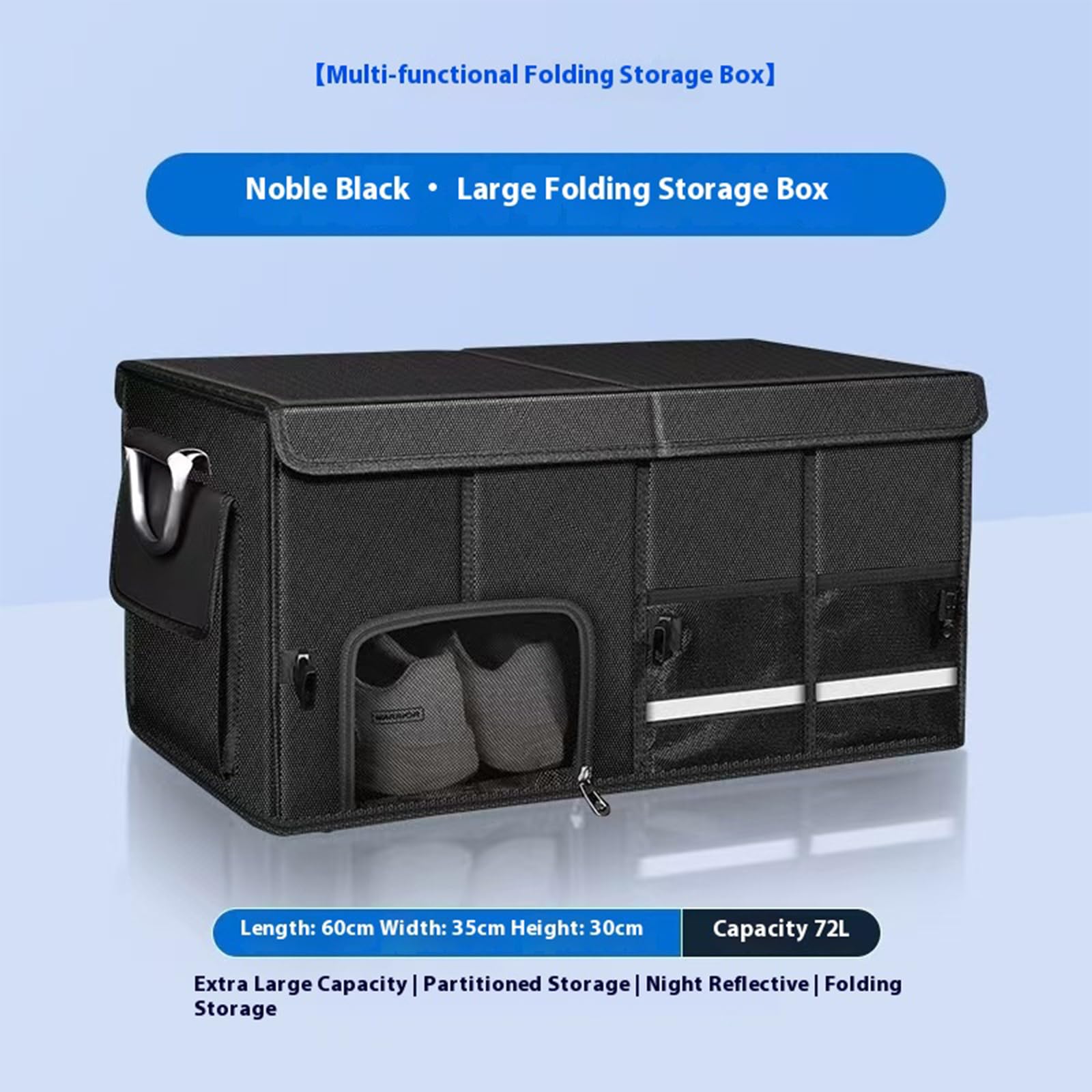 Organizadores plegables para maletero de coche, caja de almacenamiento de tela Oxford, contenedor de almacenamiento grande para acampar/pesca, organizadores aislados para maletero de coche