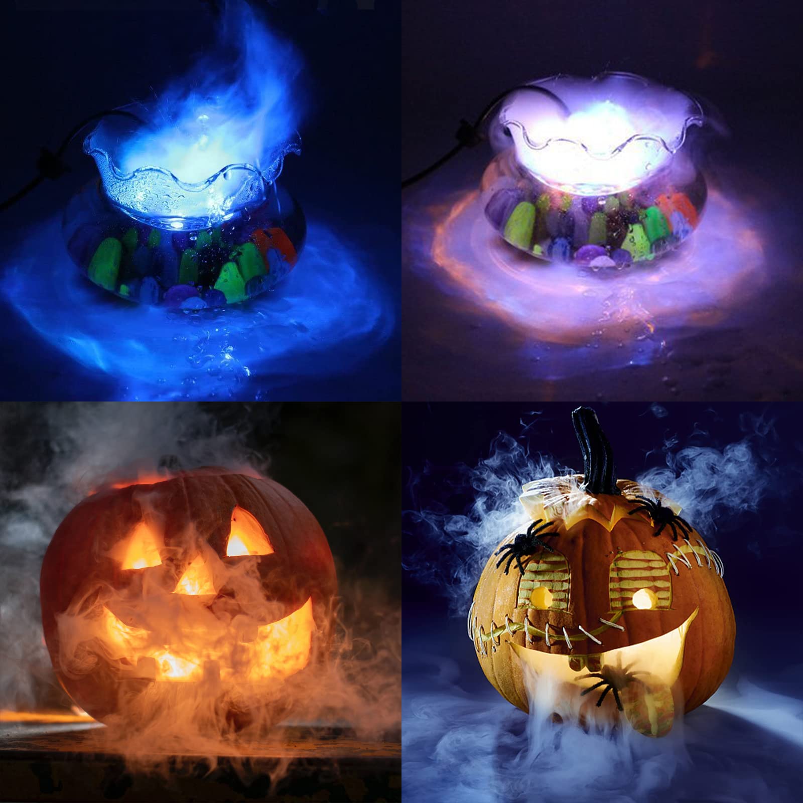 FITNATE 12 Luces LED Mist Maker Fogger con Protector contra Salpicaduras, Generador de Niebla, Atomizador de Aire, Fuente de Agua, Ideal para Decoración de Estanque, para Halloween y Otro Festival