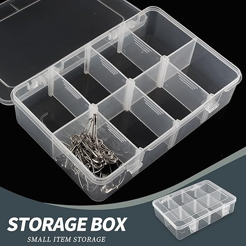 Miniatura 6 de 1 paquete de caja de plástico duro de 8 rejillas con espacio en blanco desmontable para piezas pequeñas, piezas de herramientas de hardware (7.28 x
