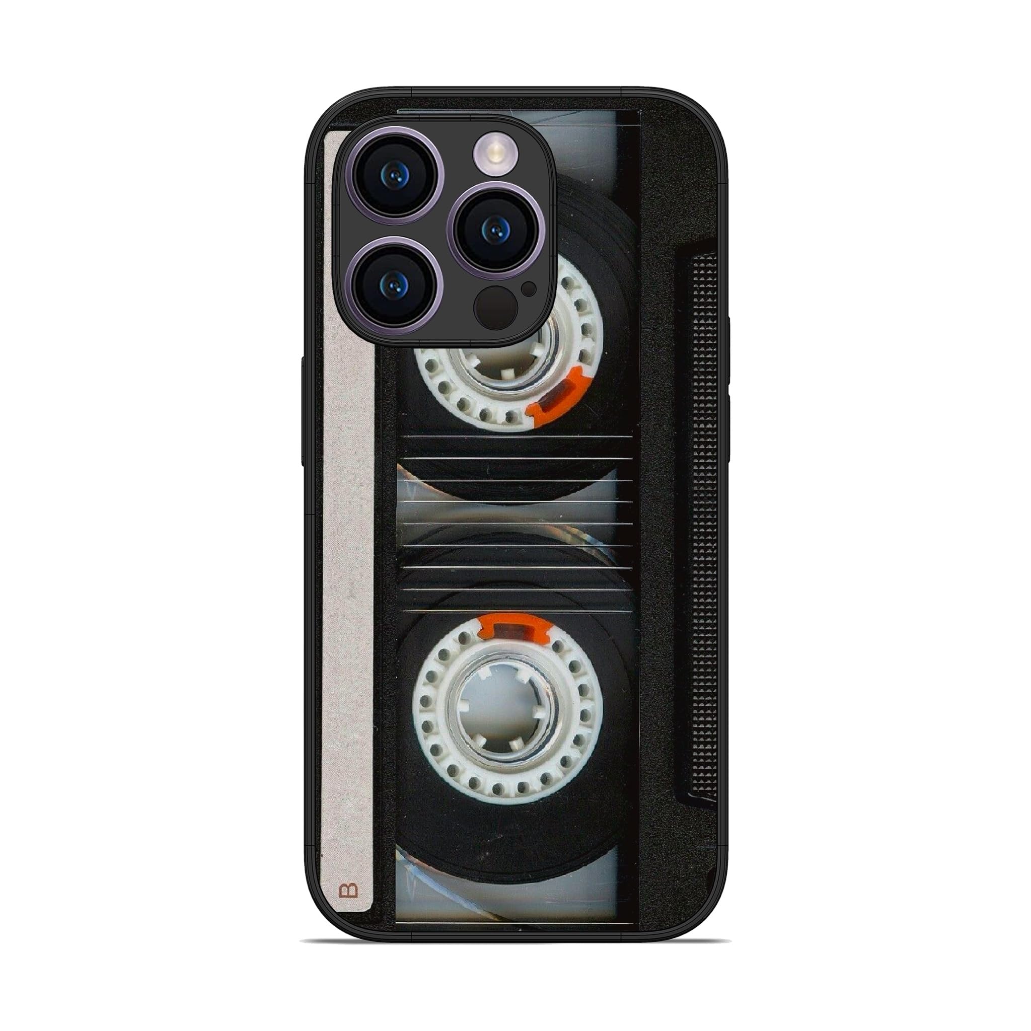 Penguin Prints Cassette Tape Printed iPhone Back Cover Rubber Case with Glass Back (iPhone 15 Pro)