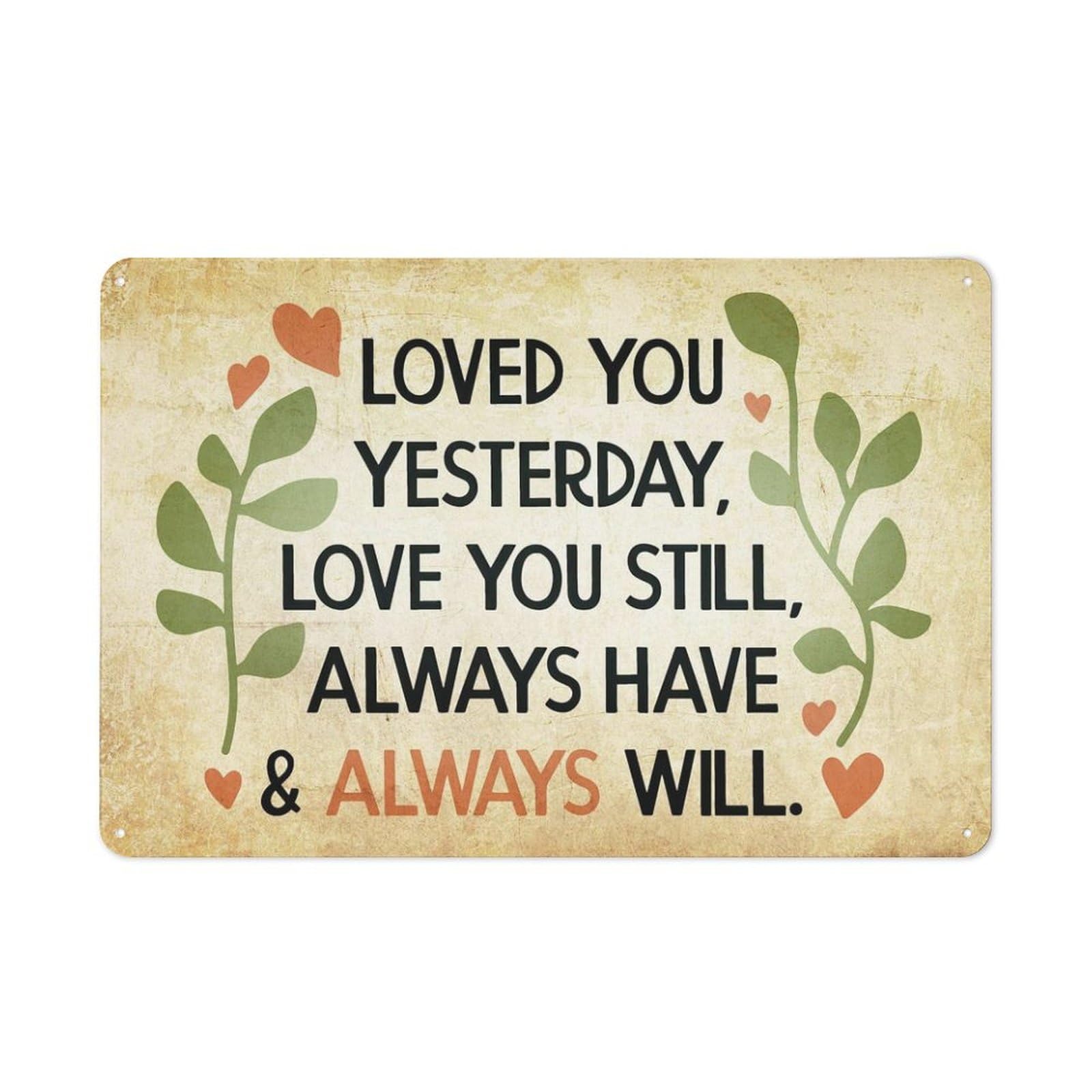 Rustic Metal Tin Sign, Eternal Love Relationship Quote Wall Art, Home Office Romantic Decor 12x8 Inch