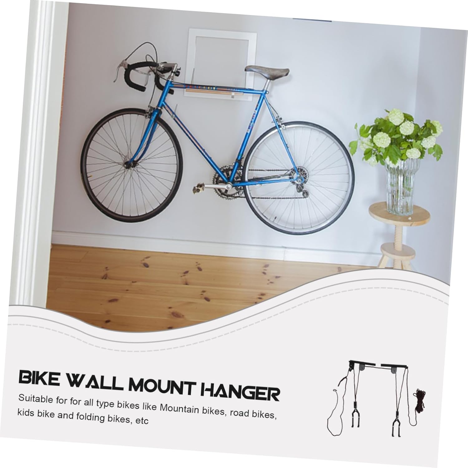 50Kg Heavy Duty Bike Wall Mount Storage Rack Bike Hangers for Mountain Road Bikes Easy Installation Up to Capacity Space Saving for Garage Shed Storage