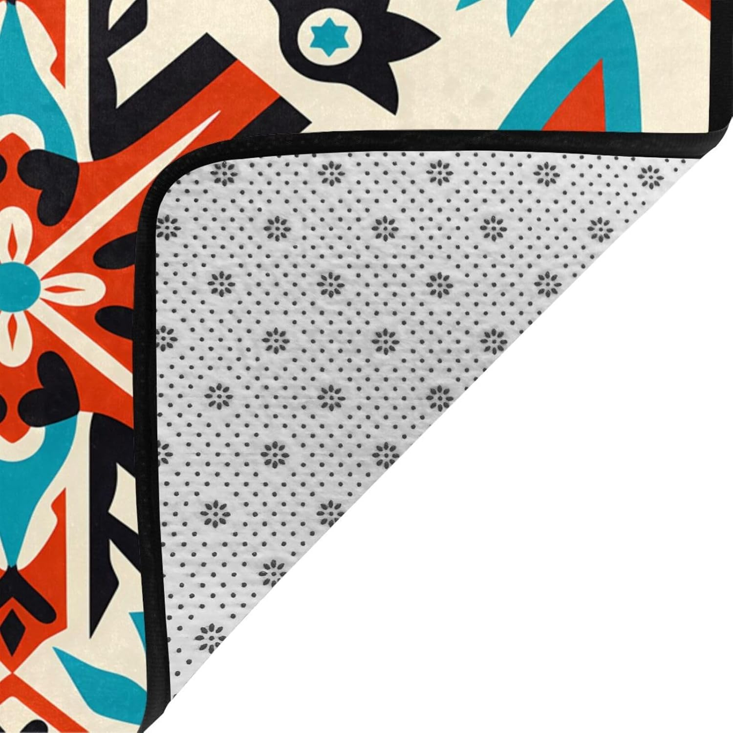 Diamond Indian Print Printed Floor mat 80x58 inches, Non-Slip Decorative Carpet for Bedroom and Living Room