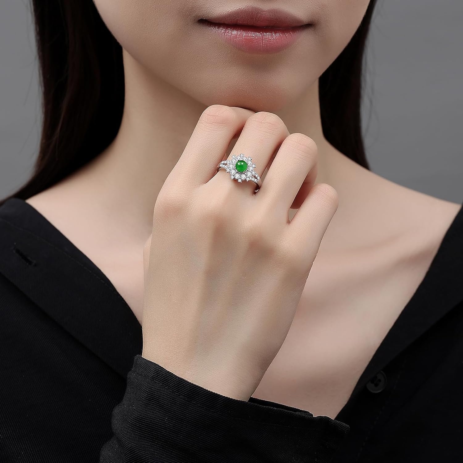 MRW Rings For Women Handmade Natura Green 925 Sterling Silver Gold Plated Zircon Ring Jewelry For Women - Image 2