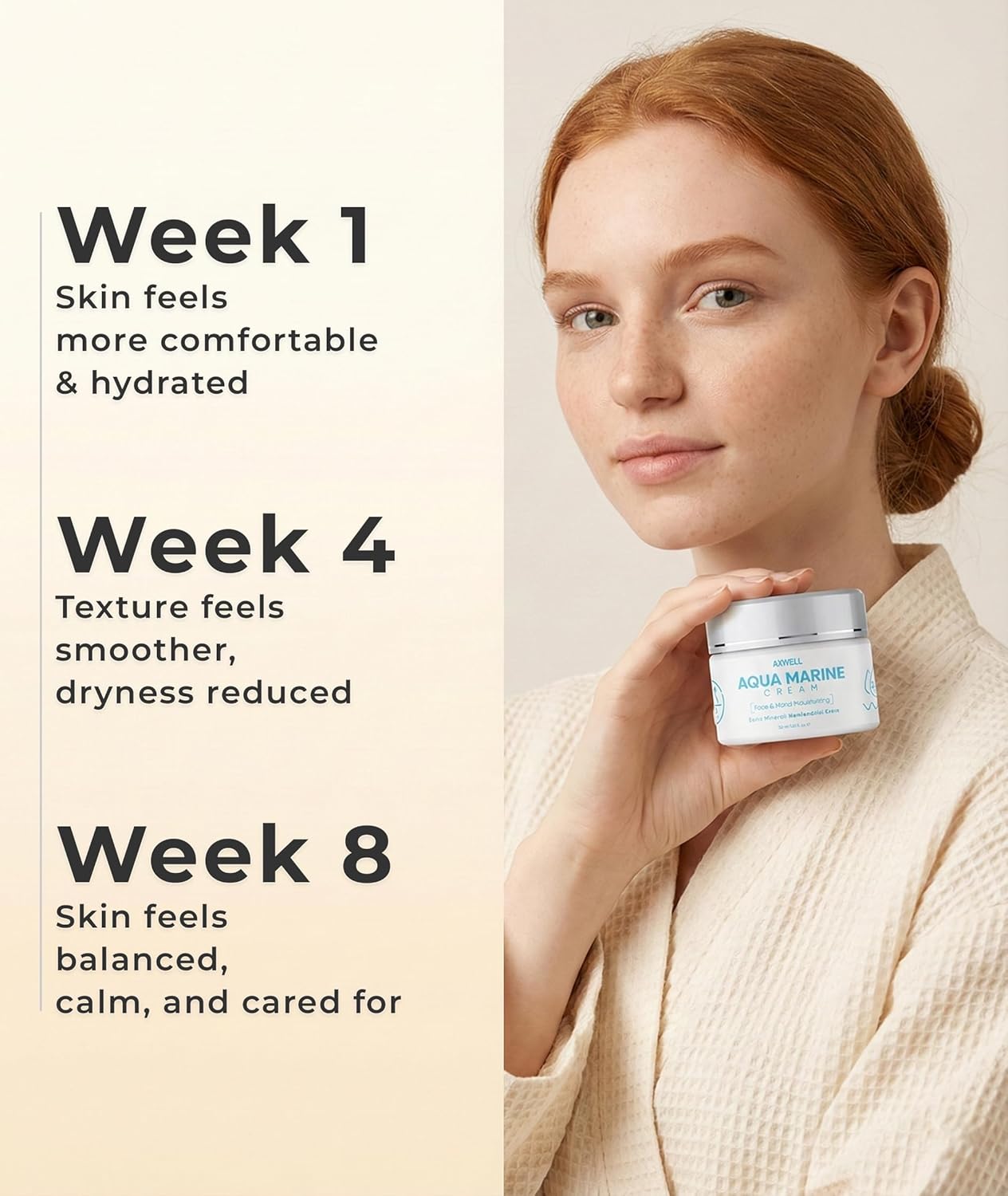 AXWELL Aqua Marine Face Cream & Hand Moisturizer – Daily Hydration Skincare with Centella Asiatica – Lightweight Cica Balm Day & Night Cream for Dry Skin, Eye Area Safe (1.01 fl oz)