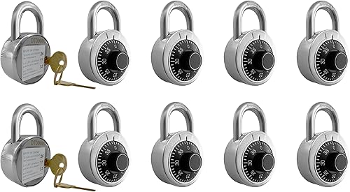 Candado de combinación con llave, paquete de 10 llaves a juego con 4 llaves iguales, cerradura de combinación para caja de herramientas, casillero
