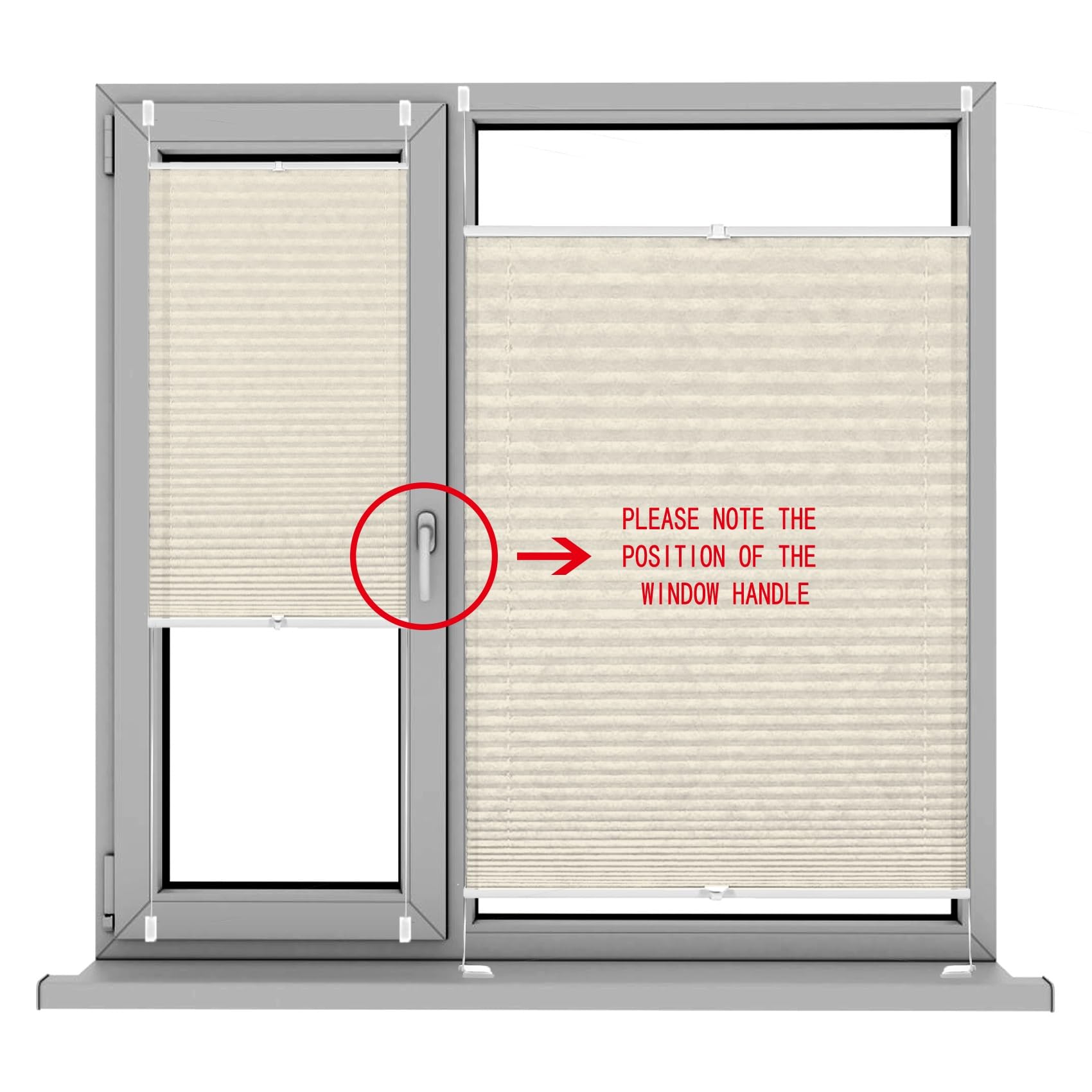 Plissee ohne Bohren Klemmfix, 85 x 170 cm UV-Schutz Sonnenschutz, Premium Plissee Klemmfix ohne Bohren, für Fenster & Tür ohne Bohren, Creme Farben