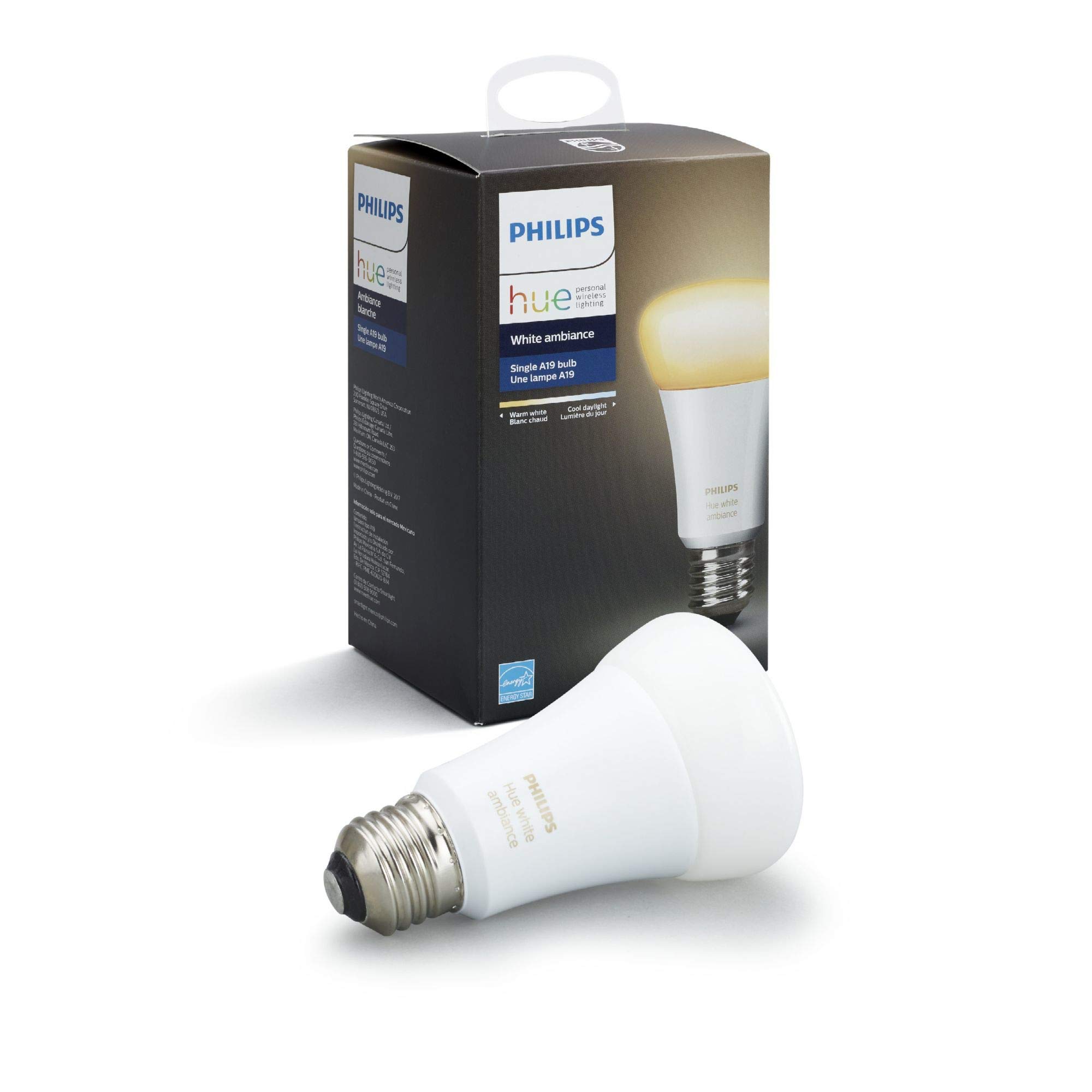 Philips - Hue White Ambiance A19 Wi-Fi Smart LED Bulb - California