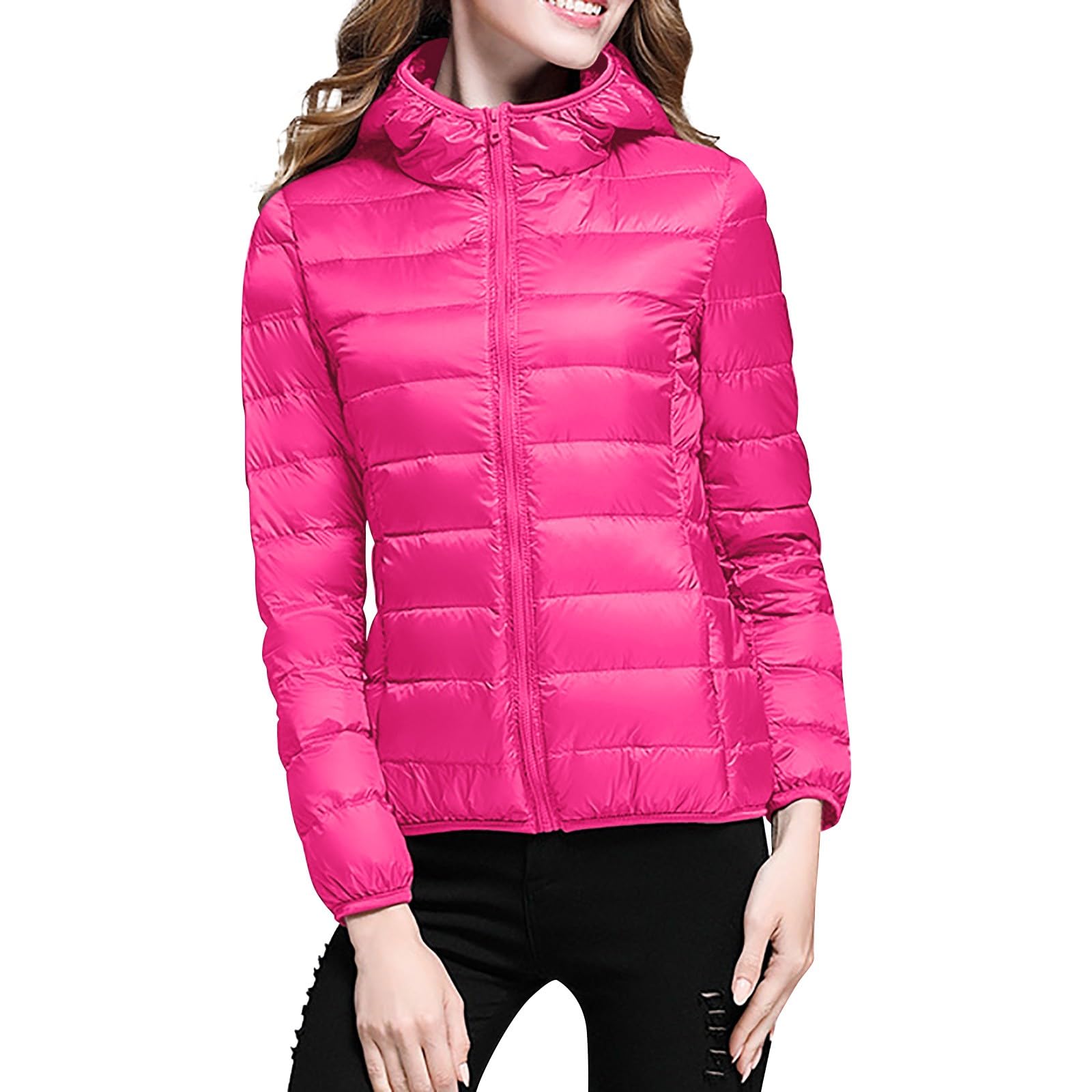 Overstock Deals Festival Must Haves Jacke Damen Warme, Leichte Damenjacke Mit Kapuze, Winddichter Wintermantel, Schmaler, Kurzer Wintermantel Mit Kapuze, Warmer Weißer Winterjacke Warehouse-Deals