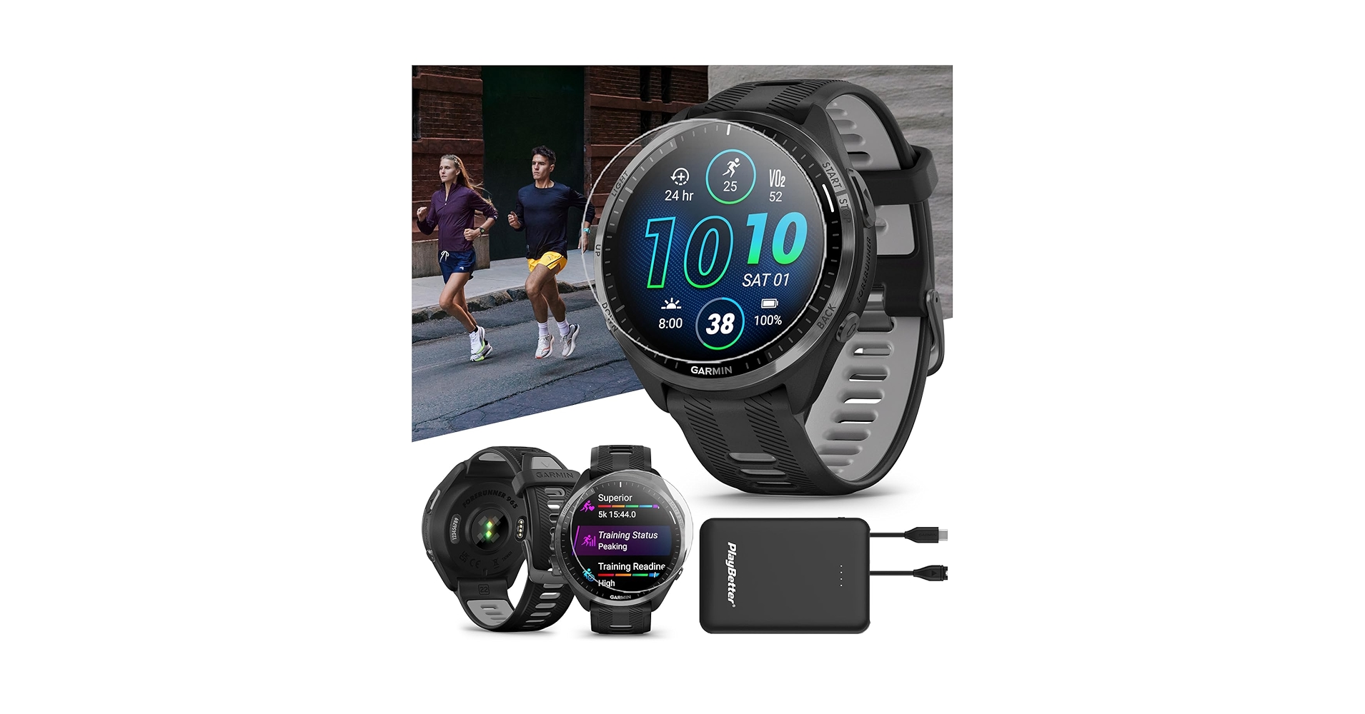 Amazon.com: PlayBetter Garmin Forerunner 965 (Black/Powder Gray