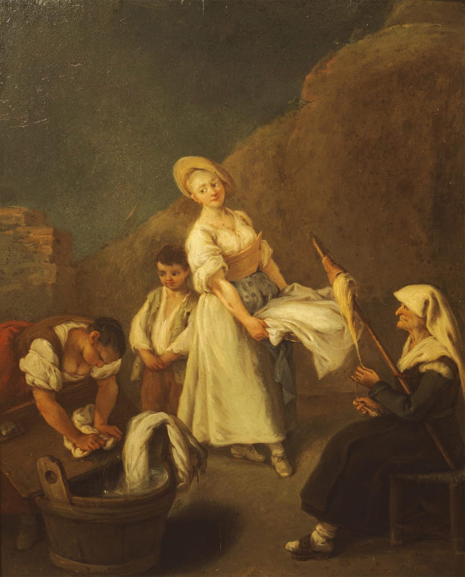 ARTXLXXBN Famous Painting Canvas Artwork Graffiti Print the Washerwomen by Pietro Longhi Portrait Canvas Image for Home Decor 60x90cm