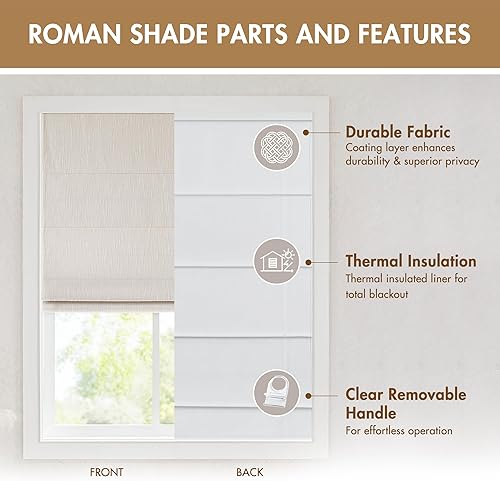 Miniatura 6 de Madison Park - Persianas romanas de privacidad sin cordones, totalmente opacas, con aislamiento térmico, para habitación, sala de estar, Quincy,