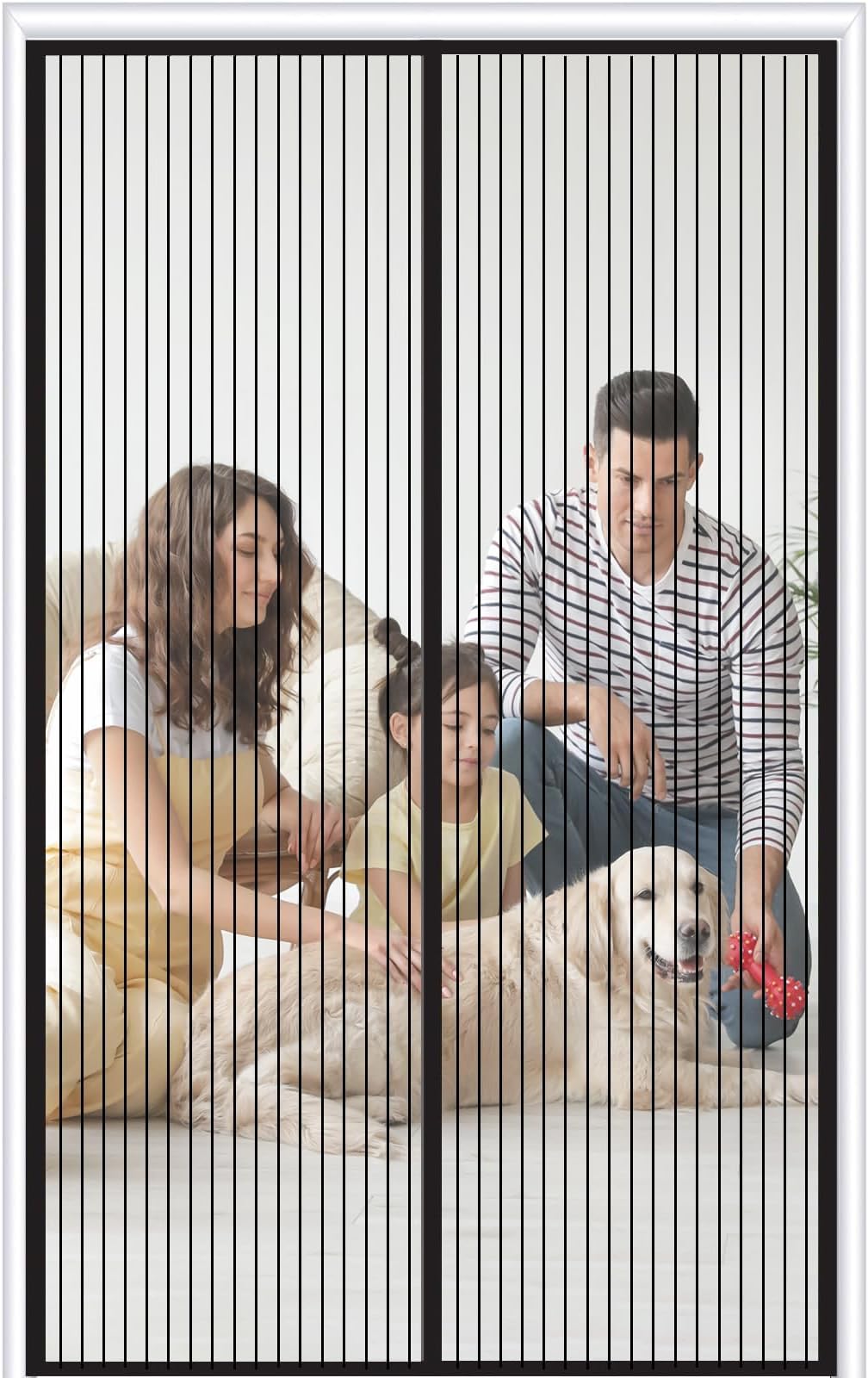 Magnetic Screen Door Mosquito Bug Net for Door-32 Pcs Poweful Magnets, No Hands Entry, Heavy-Duty Mesh,Easy Install Screen for Sliding Door,for Front Back Patio Apartment Door - 38" x 83"…