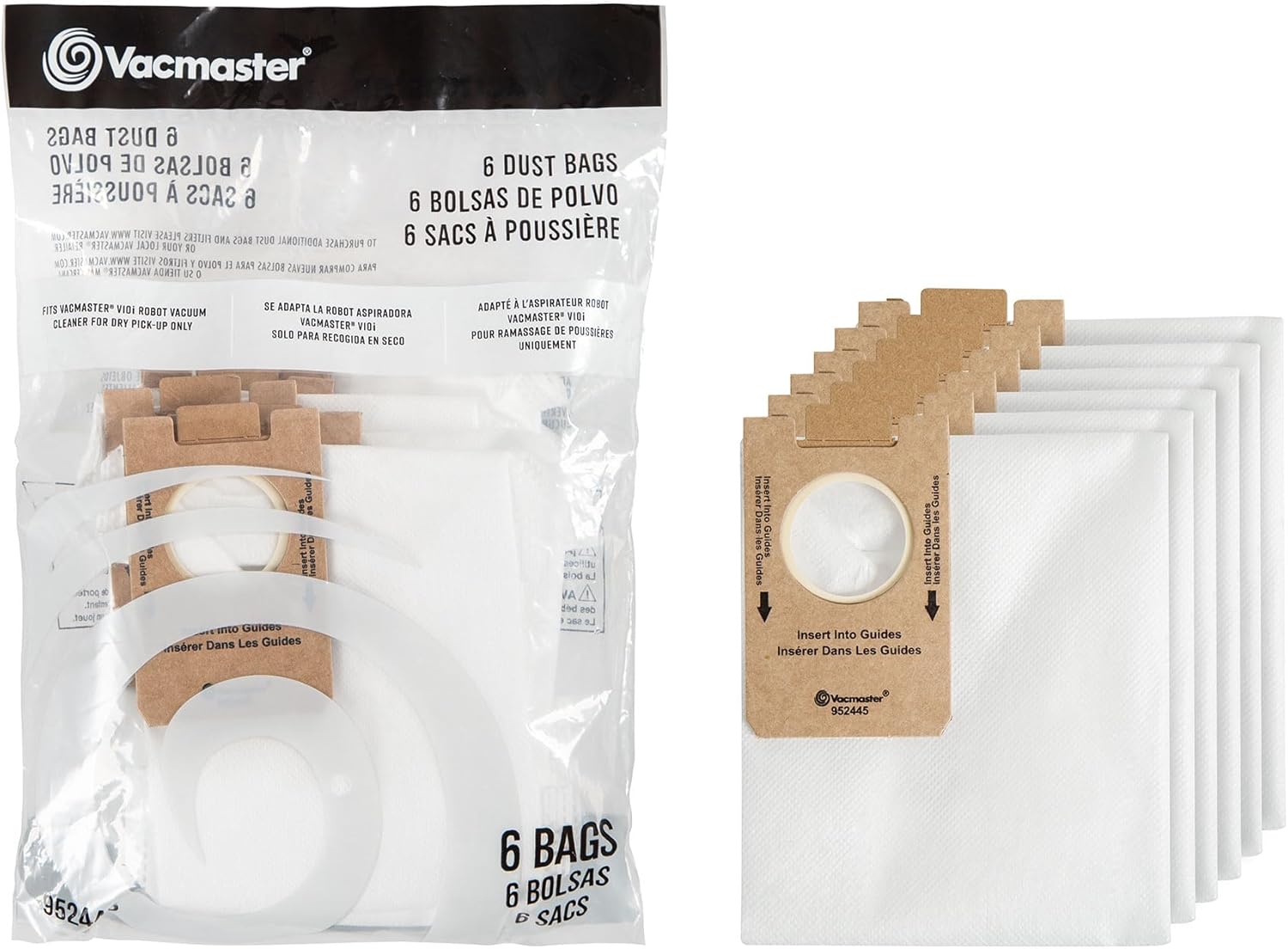 Vacmaster 952445 Robot Vac Replacement Bags, Pack of 6, for 3-in-1 Robot Vacuum (Model: V10i)