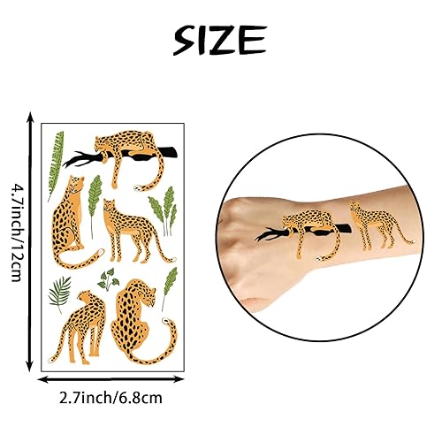Miniatura 6 de 73 tatuajes temporales de guepardo para niños y niñas, animales de la selva, suministros de fiesta de cumpleaños para recuerdos de fiesta, cosplay,