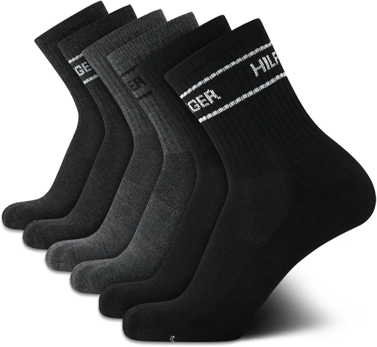 Tommy Hilfiger Mens Quarter Socks - 6 Pack Athletic Performance Cushioned High Quarter Length Ankle Socks for Men for Running