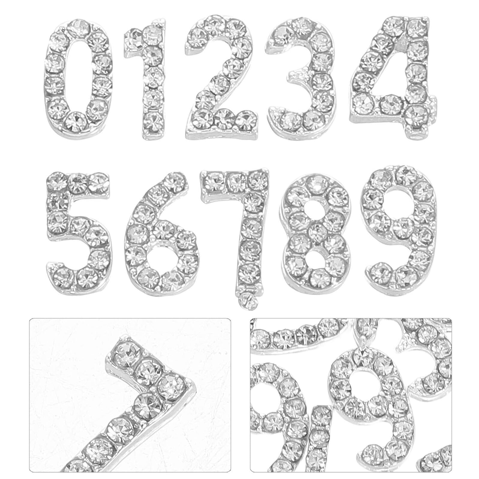 Ciondoli per Unghie Numeri in Strass 100 Pezzi Decorazioni Nail Art Gemme Piatte in Ferro Argento per Feste e Uso Fai da Te Accessori Scintillanti per Unghie Artistiche