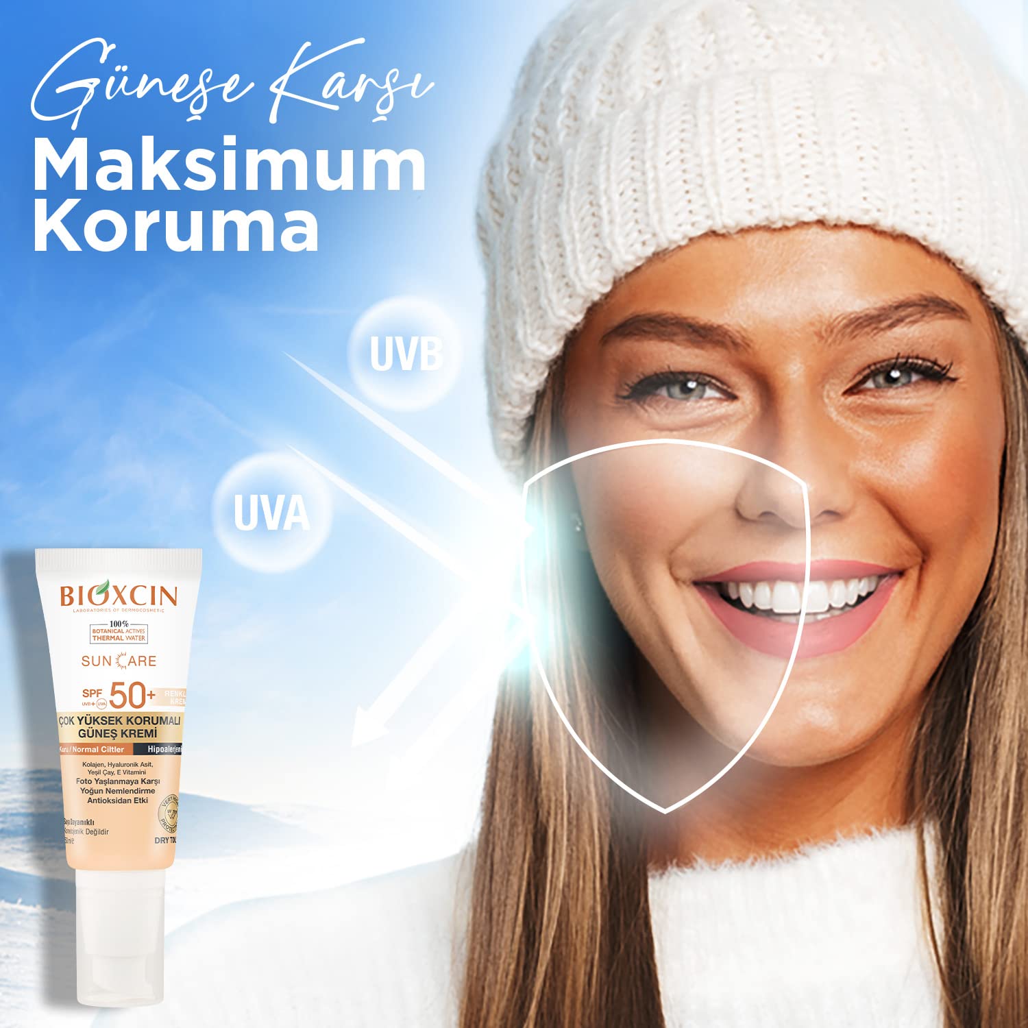 Bioxcin Sun Care Çok Yüksek Korumalı Kuru Ciltler Için Renkli Güneş Kremi Tinted Spf 50+ 50 ml (3 paketi)