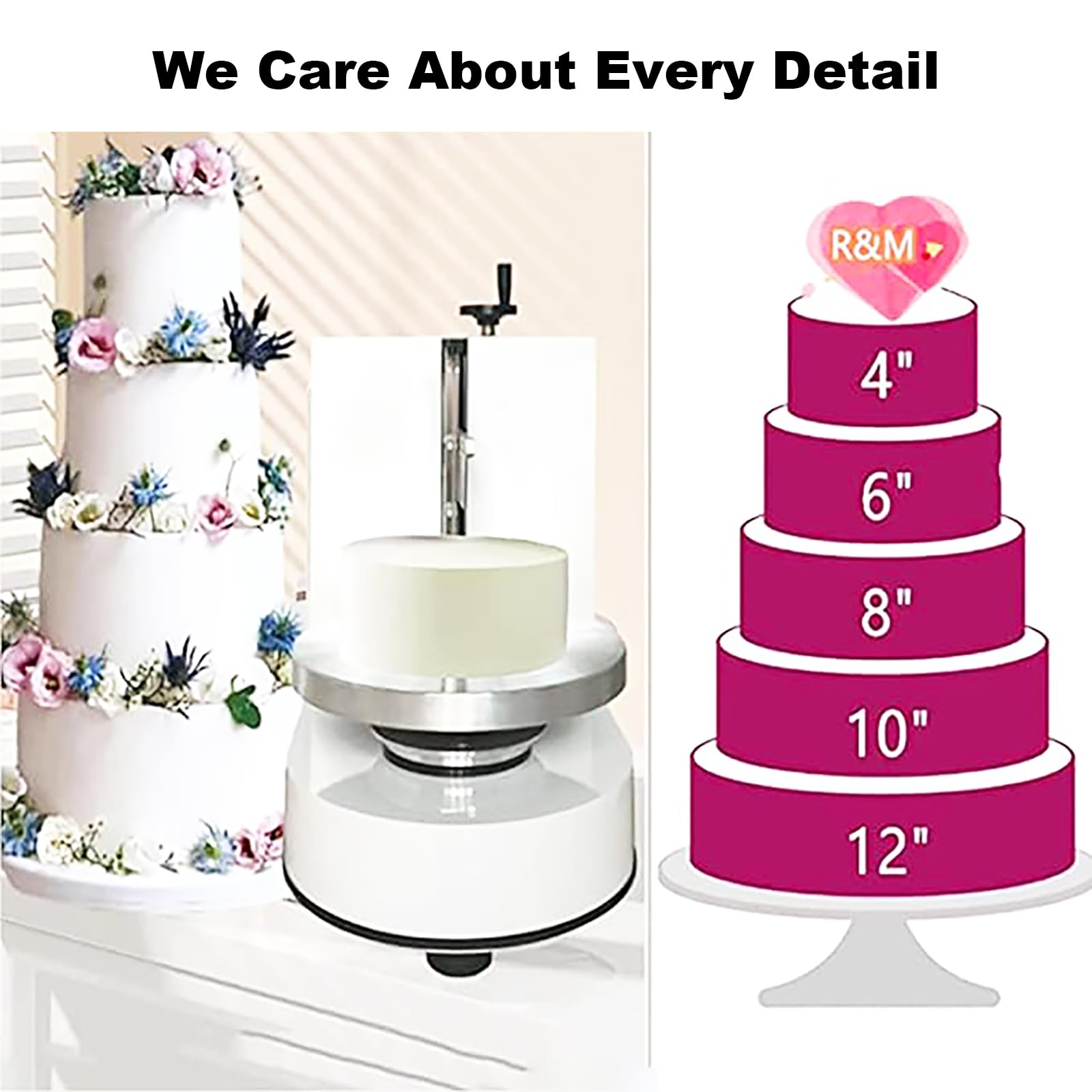 Máquina automática de revestimiento para alisar tartas, raspador ajustable para pasteles redondos, herramienta para untar crema y rellenar, ideal para aplicación de crema de mantequilla
