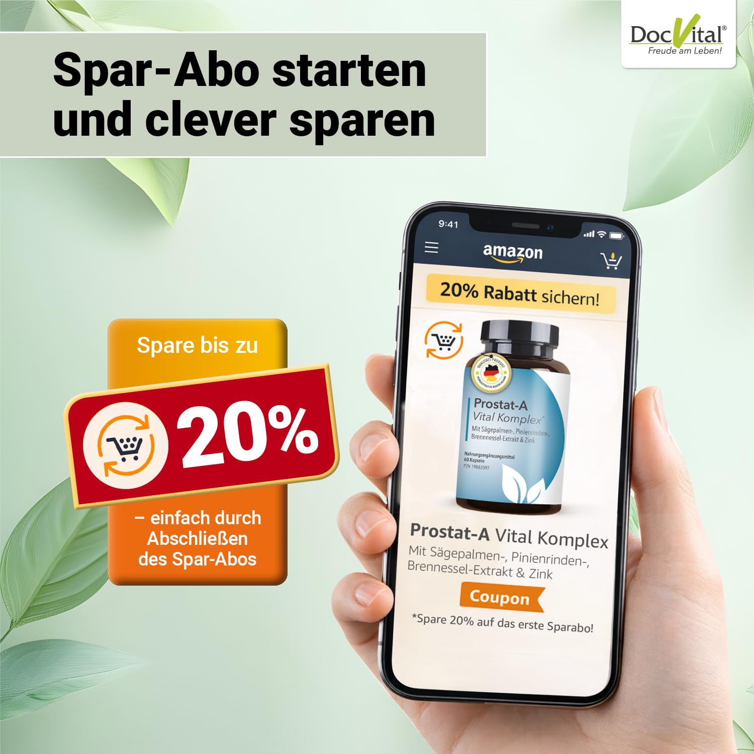 Prostata Komplex Kapseln - 2 Monatsvorrat - Sägepalmenextrakt, Kürbiskernextrakt, Zink, Vitamin D3 & mehr - Prostat-A Vital Komplex in pharmazeutischer, deutscher Qualität