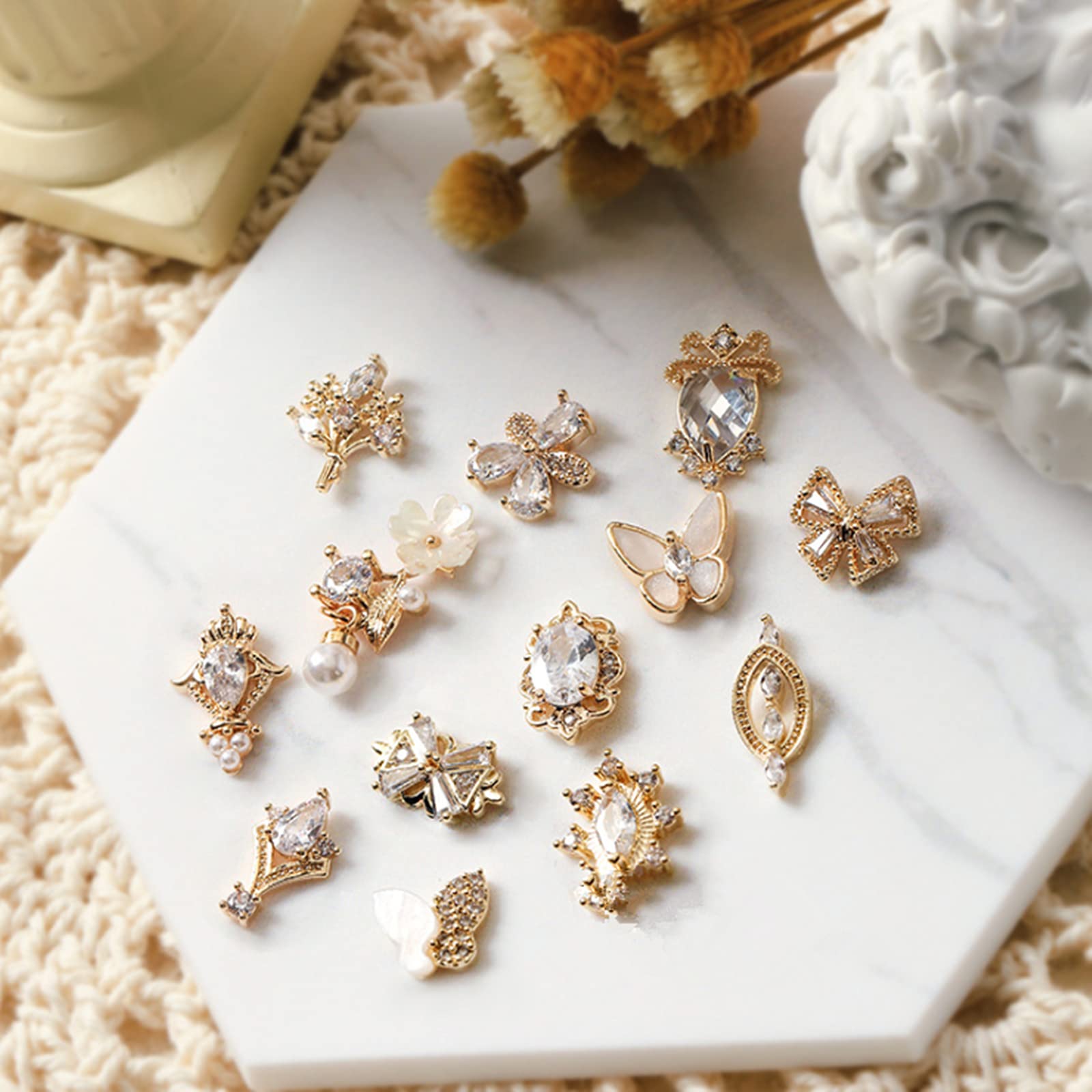 24 pezzi 3D metallo zircone nail art gioielli giapponesi decorazioni per unghie alta qualità zircone cristallo manicure fiocco strass charms