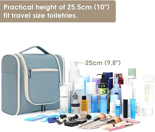 Miniatura 6 de Narwey Neceser de viaje colgante, organizador de maquillaje cosmético para mujeres y hombres, C-Azul grisáceo