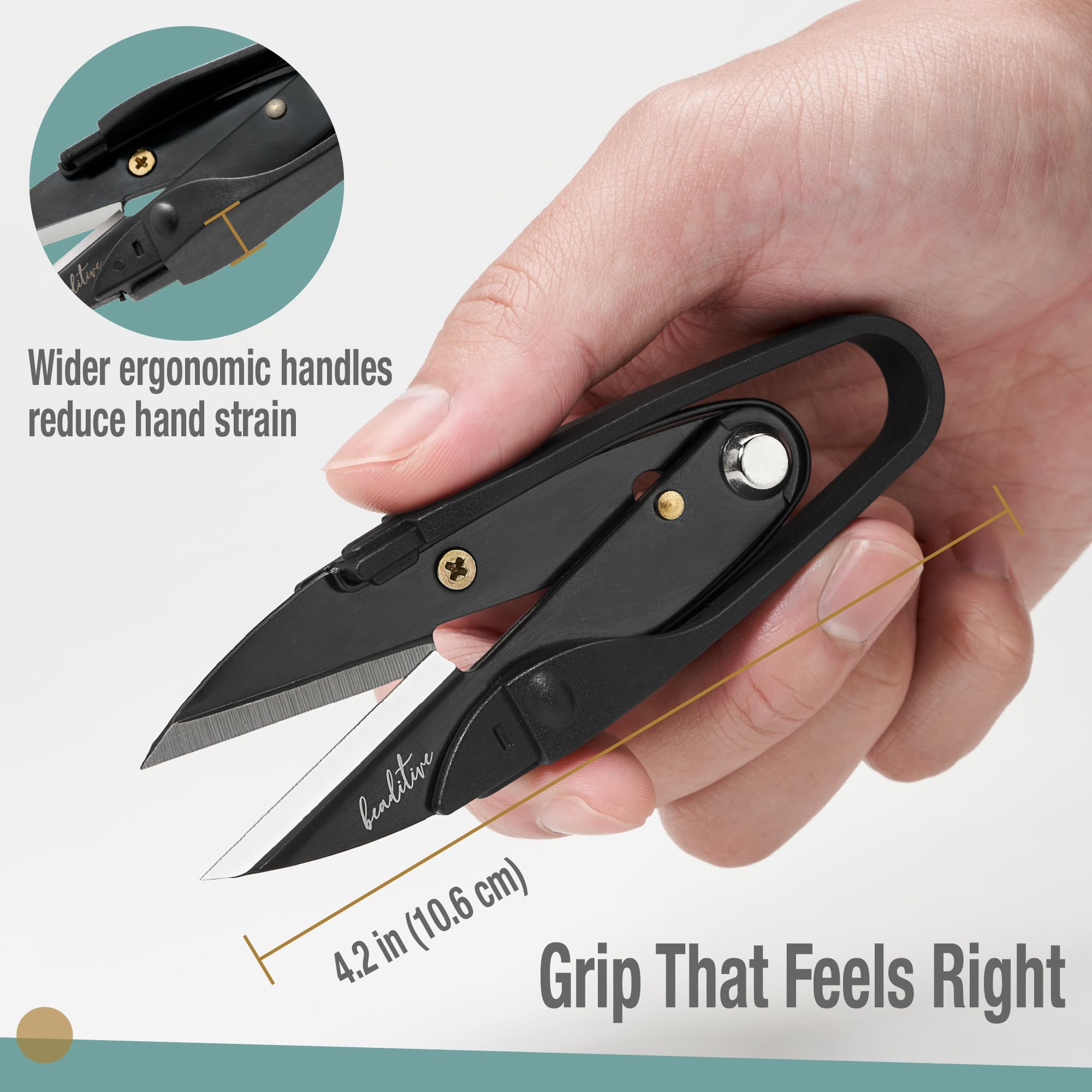 Beaditive - Tijeras de hilo premium con hilo y bordado para costura, acolchado, tejido de punto, joyería con tapa protectora y cordón