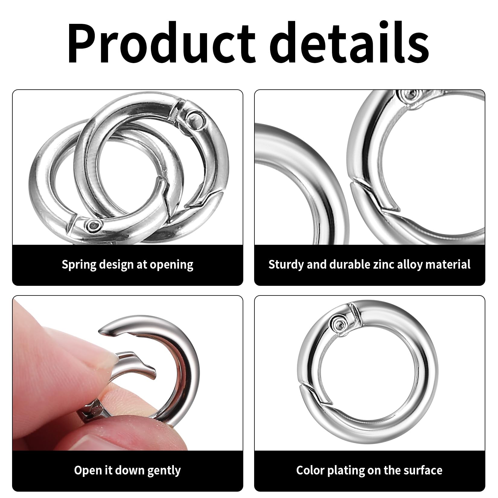 30 Pz Scatto Molla Rotonda, Moschettoni per Borse a Innesco Gancio, Accessori Anelli per Borse Uncinetto, Anello Portachiavi a Molla con Fibbia per Zaini Bagagli Cinghie Artigianato, Oro/Argent