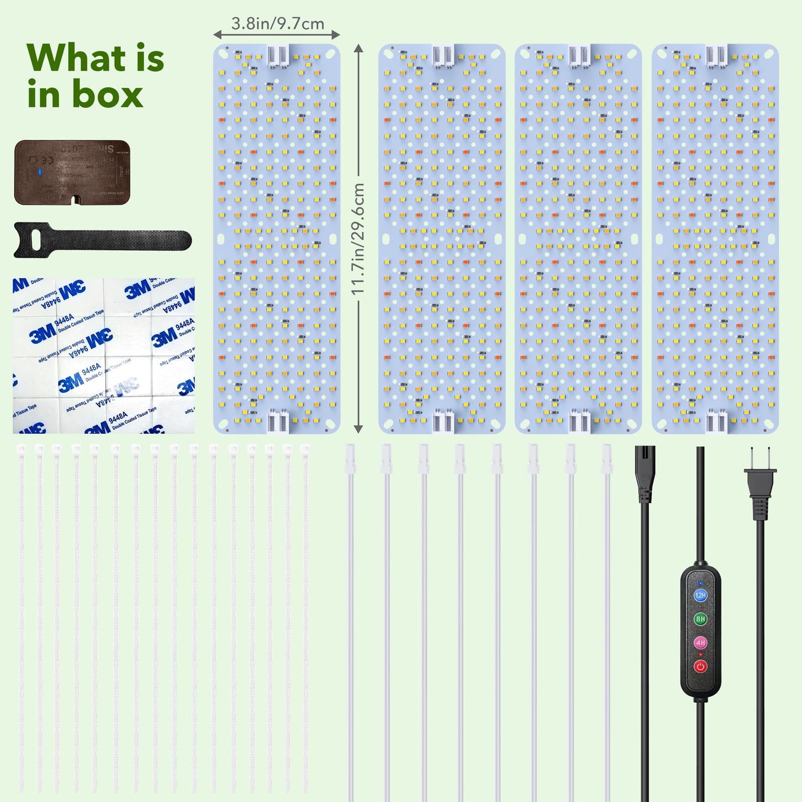 4er-Pack 40W LED Pflanzenlampe, 768 LEDs Vollspektrum Pflanzenlicht für Zimmerpflanzen, Pflanzenpanel mit Daisy-Chain-Funktion, 4/8/12H Timer, Wachstumslampe für Anzucht, Gemüse und Blüte