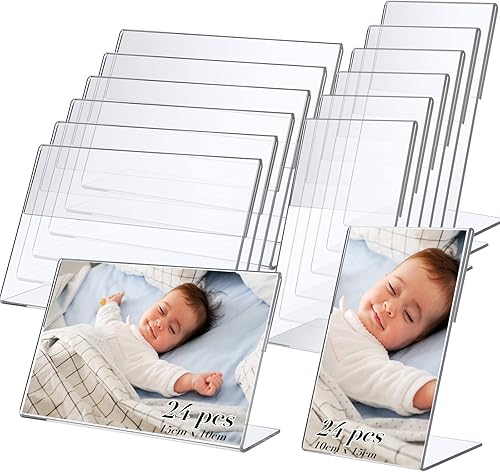 Yulejo 48 piezas de soporte de letrero acrílico para fotos de 4 x 6 pulgadas, marcos de cabina de fotos transparentes de plástico transparente