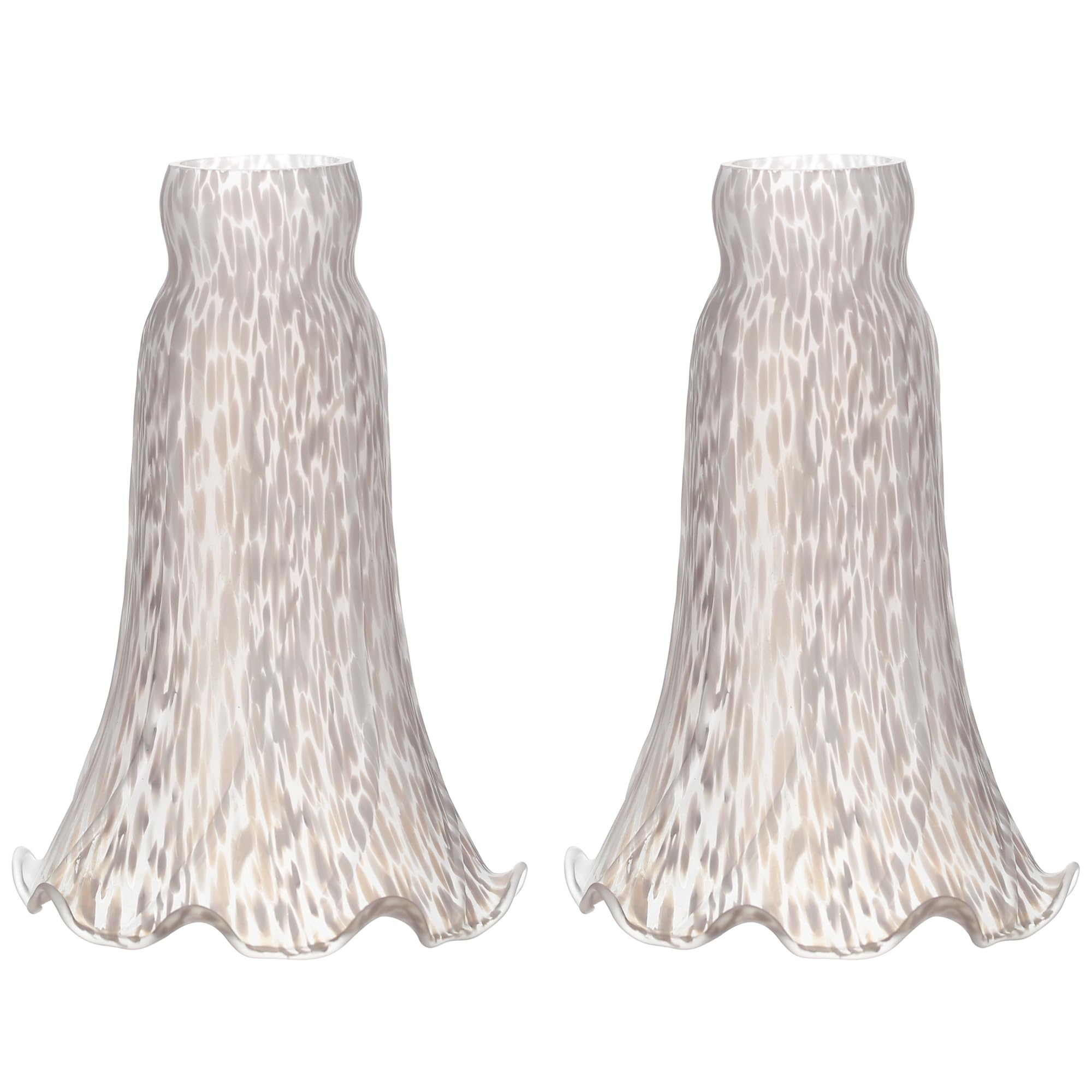 ANYONGLU Lily Lampshade Only 2 Pack White Cloudy Tulip Flower Glass Lamp Shade Replacement Tiffany Style Lily Table Floor Lampshade Replacement