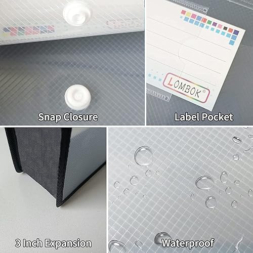 Miniatura 6 de YoeeJob Carpetas de plástico tamaño legal, 2 unidades, carpeta de documentos expandible con cierre de botón a presión, sobres cartera de archivos