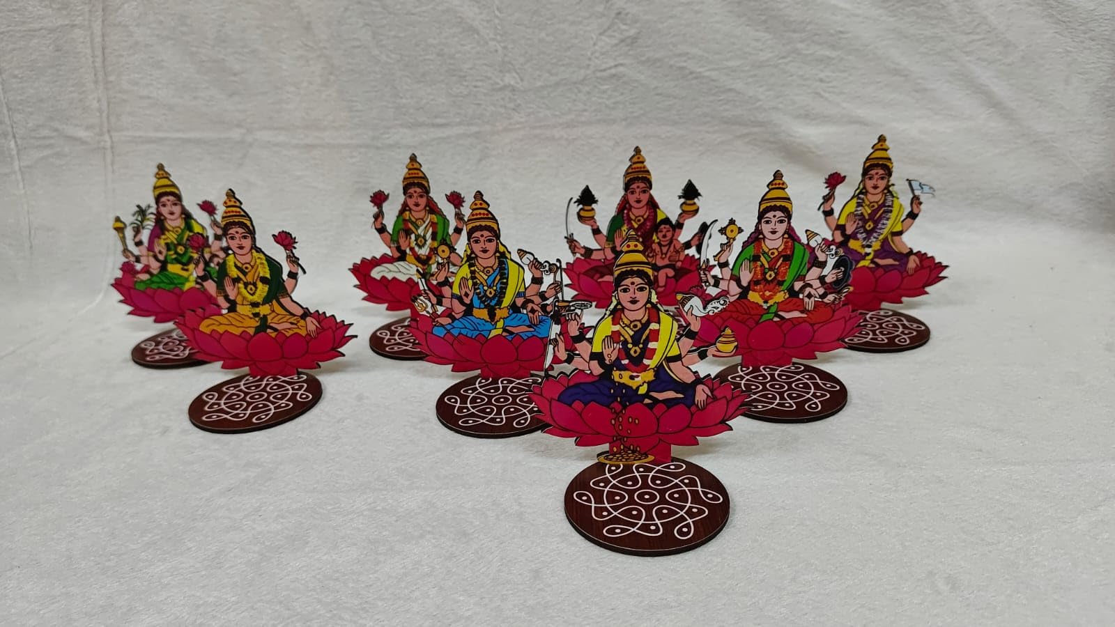 ZESTENTER AshtaLakshmi Set for Varalakshmi Pooja, Bommala Koluvu, Pooja Décor etc, 4 inch - Set of 8pcs-picture-31
