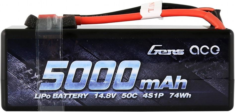 Gens ace14.8V 4S 5000mAh LiPo Battery Pack 50C HardCase with Deans T Plug for 1 8 1 10 RC Car Boat Truck Roar Approved Slash 4X4 Traxxas Bandit Emaxx