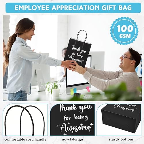 Miniatura 3 de Ctosree 20 bolsas de papel de regalo para empleados, compañeros de trabajo, colega de trabajo con asas, bolsas de regalo de agradecimiento para