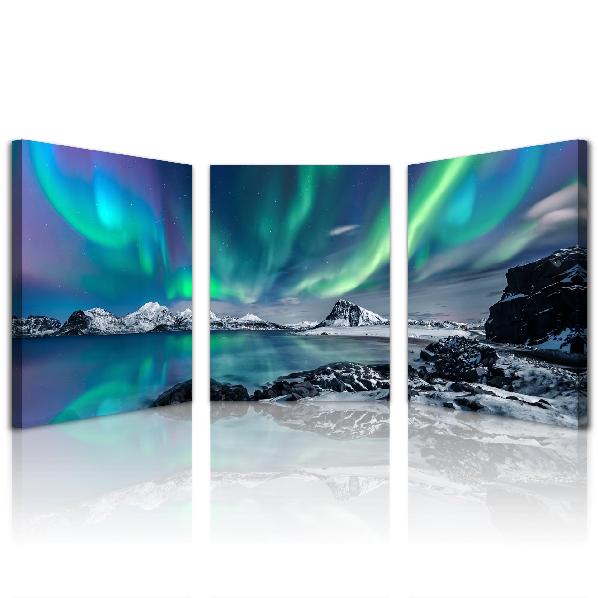 Lapremoly Farmhouse Wall Decor For Living Room Canvas Wall Art For Bedroom Office Wall Decorations Aurora Scenery Wall Paintings Landscape Wall Pictures Ready To Hang Room Home Decor 12x16 3 Piece