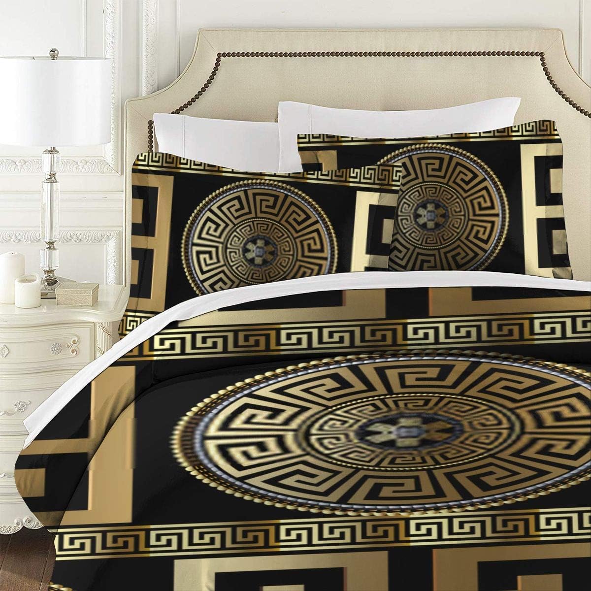 Blасk Frіdау - 80% оƒƒ with Greek Key 3 Piece Bedding Comforter Cover Set Cozy & Soft Reversible and Decorative Coverlet Set, for Teen Kid's Children Adult Gift 86 x 70 inches - 1 Duvet Cover and 2 Pillow Sham