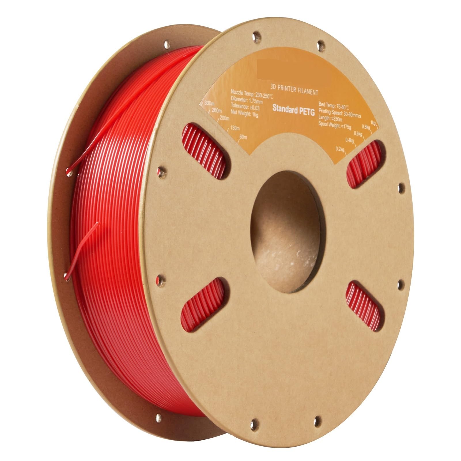 Filament do drukarki 3D Filament PETG 1 kg 1,75 mm ± 0,03 mm do drukarki 3D, filament do drukowania 3D 1 kg (kolor: czerwony PETG)