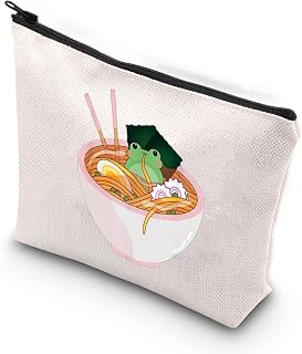 BDPWSS Frog Lover Makeup Bag for Women Frog Survival Kit Kawaii Japanese Anime Cute Frog Gift Bowl Ramen Noodle Gift (Frogs Ramen Noodle CA)