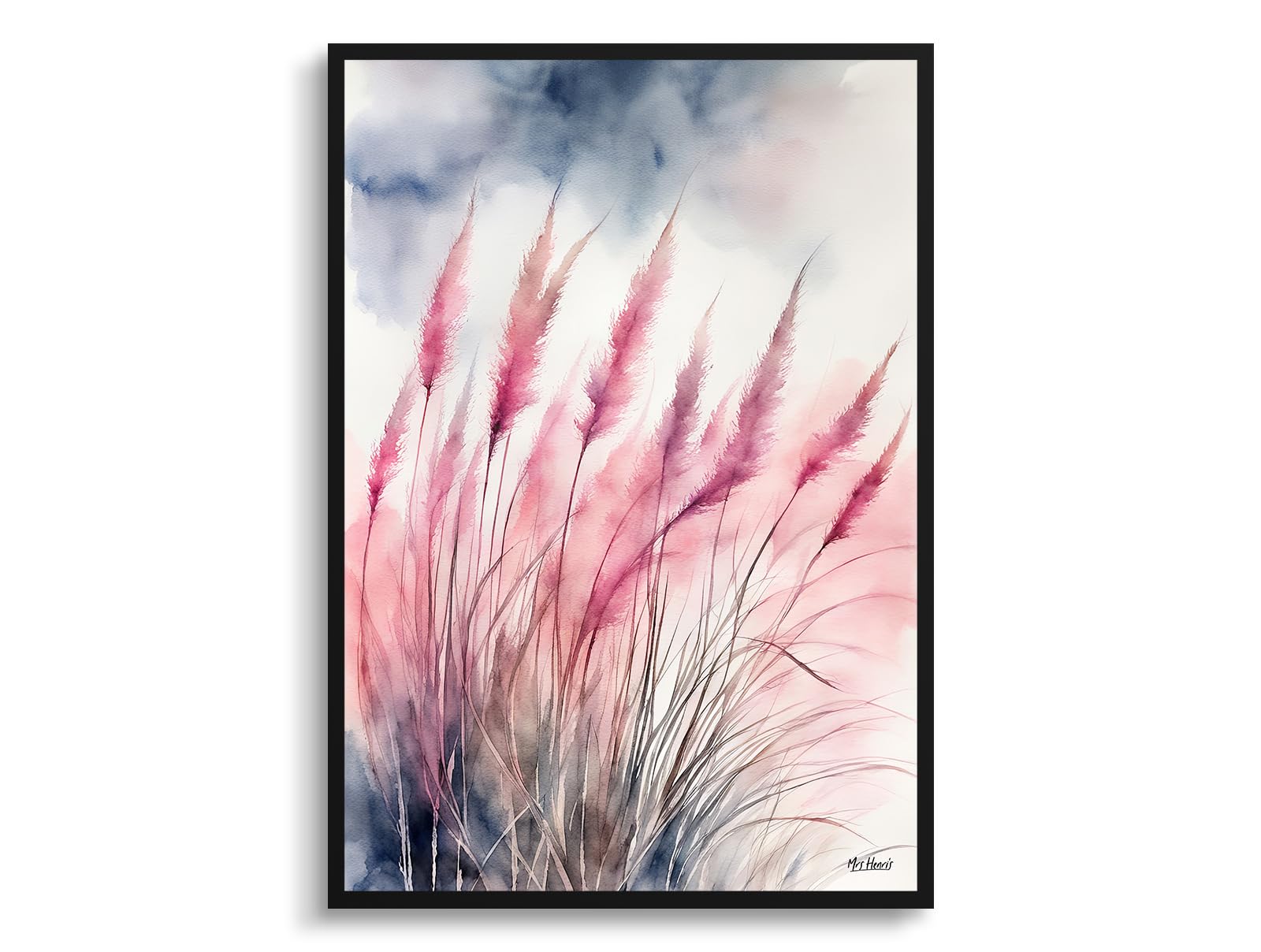 Mrs Henri's Muhlenbergia capillaris Art Print Watercolour Botanical Framed Hairawn Muhly Wall Art Poster