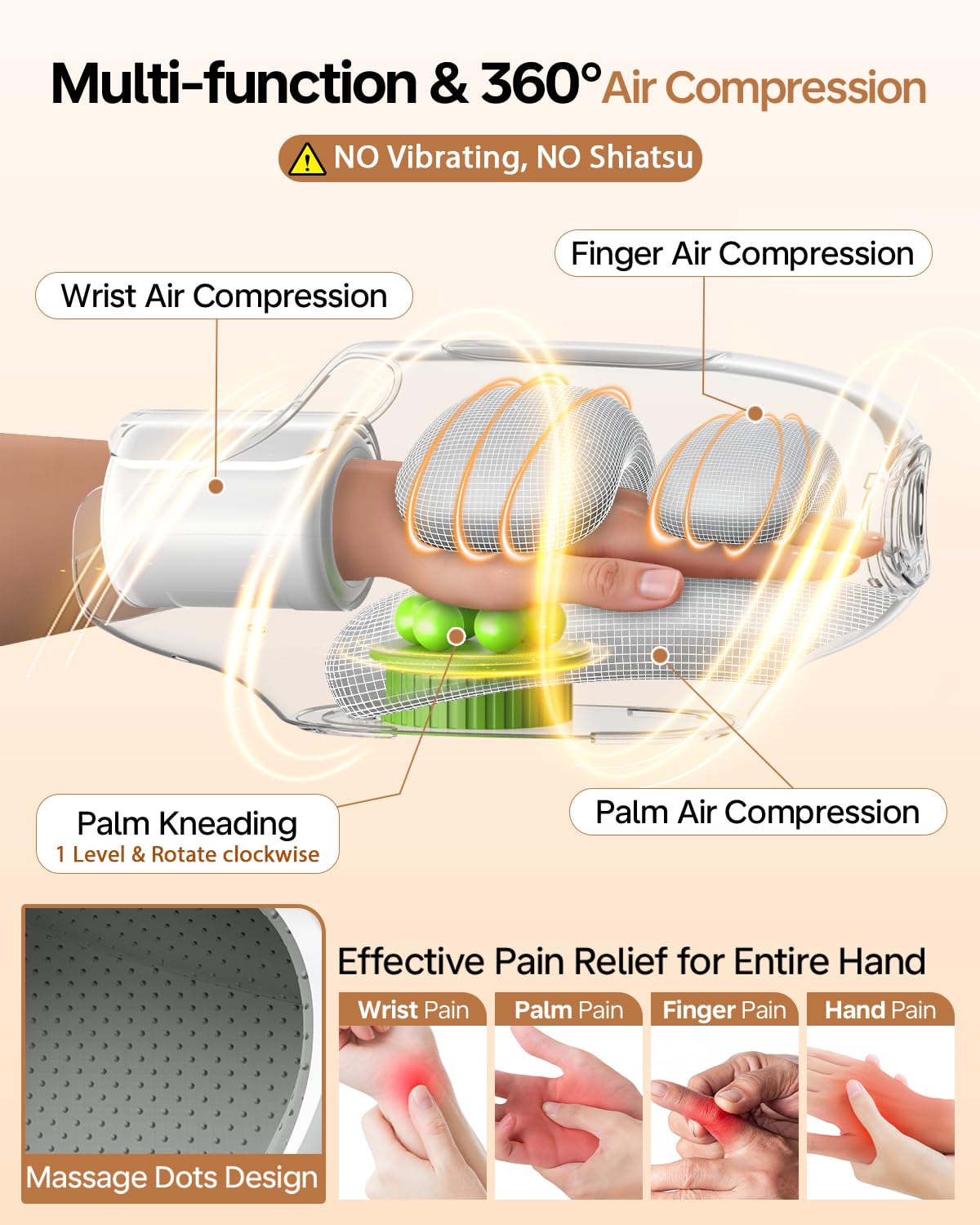 Handmassagegerät mit Wärme und Kompression, heiß & kalt, Finger Handgelenk Handfläche Vollhandmassage für Arthritis und Karpaltunnelentlastung, 9 Modi & 9 Intensitäten, 4 Heizung, Geschenke