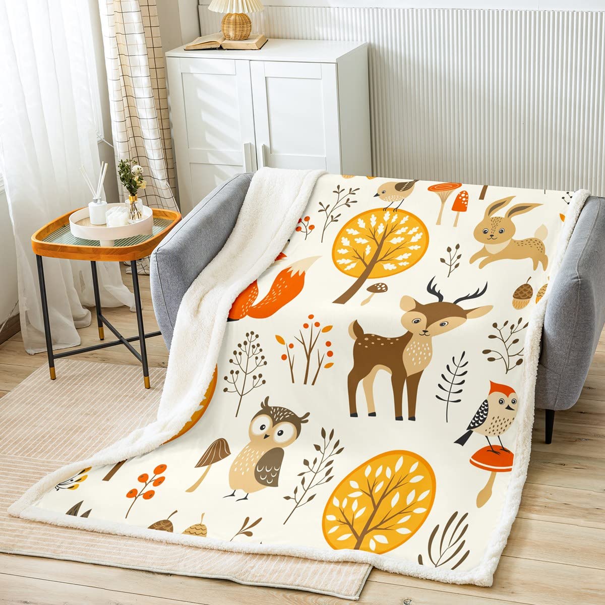 Couverture lapin pour lit décoration de chambre d'enfant forêt