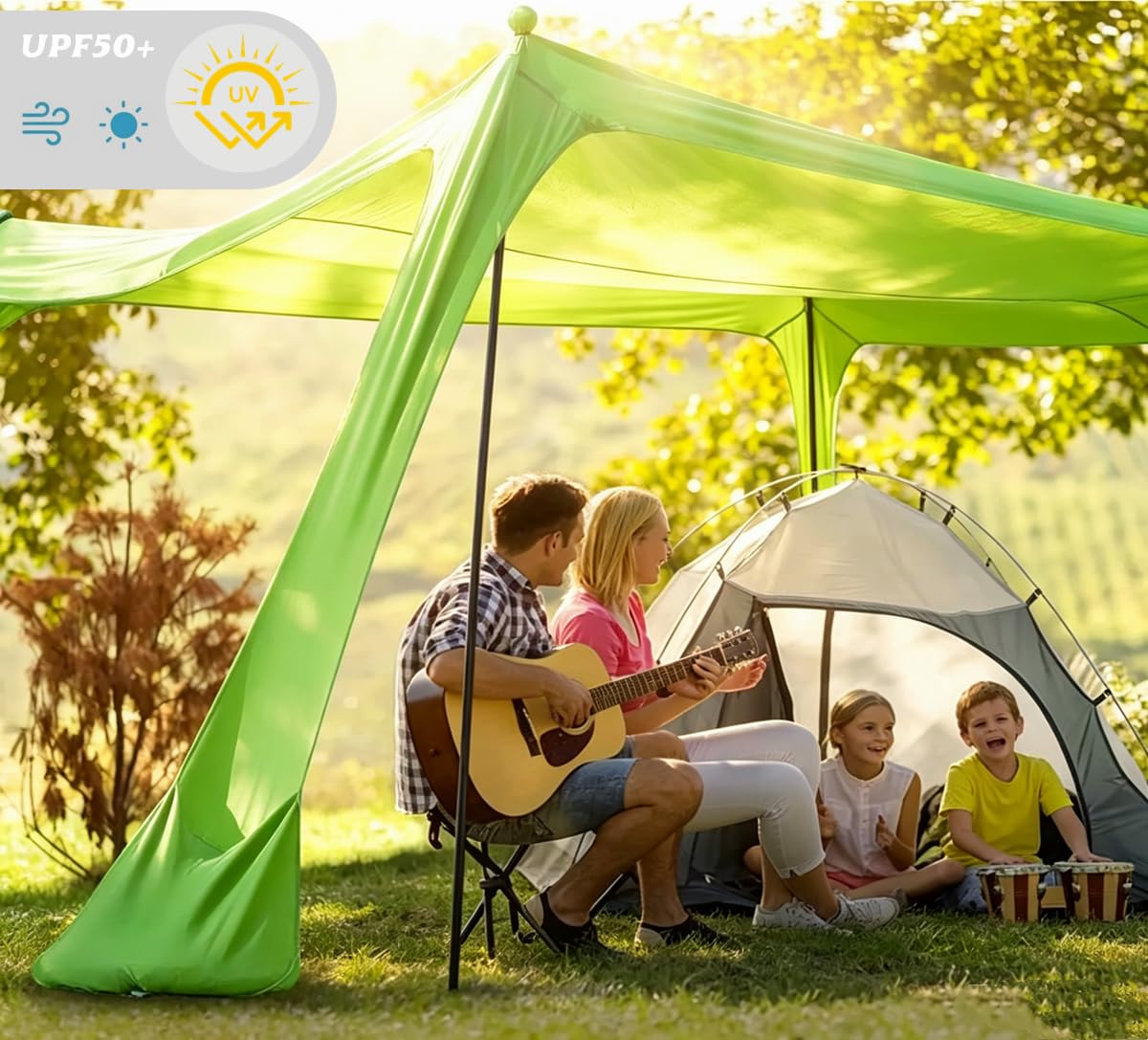 Plażowa markiza namiotowa 10 x 10 FT plażowy filtr przeciwsłoneczny anty-UV przenośny parasol dla 5-8 osób (zielony-XL)
