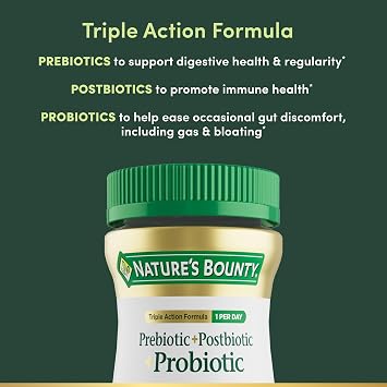 Natures Bounty Pre + Pro + Postbiotic Gummies for Digestive Health, Immune Support - Probiotic Gummies for Gut Health, Tropical Mango Flavor, 30 Ct