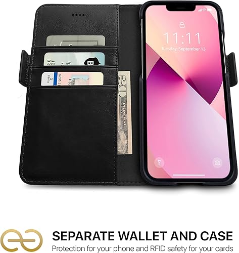 Miniatura 2 de Dreem Fibonacci - Funda tipo cartera para iPhone 13 Mini, funda 2 en 1 a prueba de golpes y funda desmontable de piel vegana, compatible con