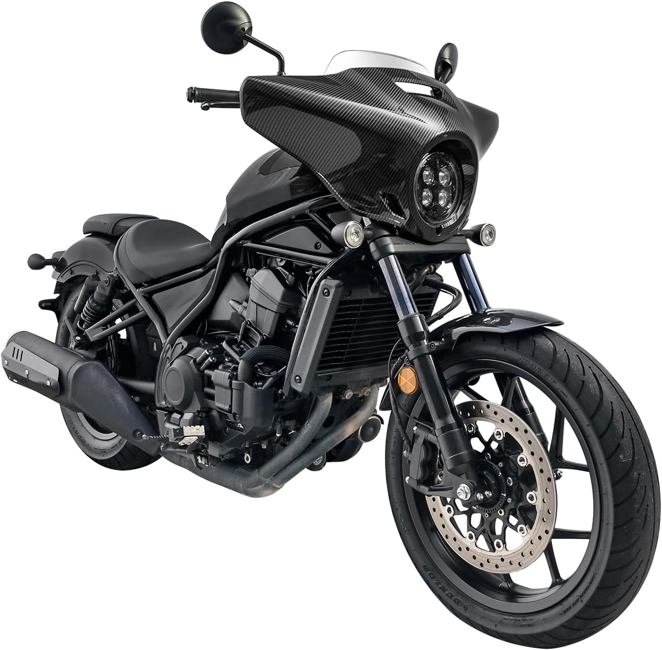 Motorcycle Windshield Windscreen Headlight Cover for CM1100 CMX1100 Rebel 2021-2026 Wind Shield Screen Deflector Visor, Carbon Fiber Look+Clear
