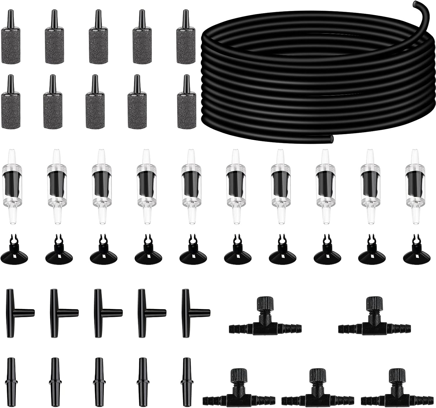 32.8 feet Aquarium Airline tubing Hose 10 air Stone for Fish Tank 10 Aquarium one Way air Check Value for Fish Tank 10 Aquarium Suction Cups 5 Each Aquarium air Controller and I T Hose connectors : Pet Supplies