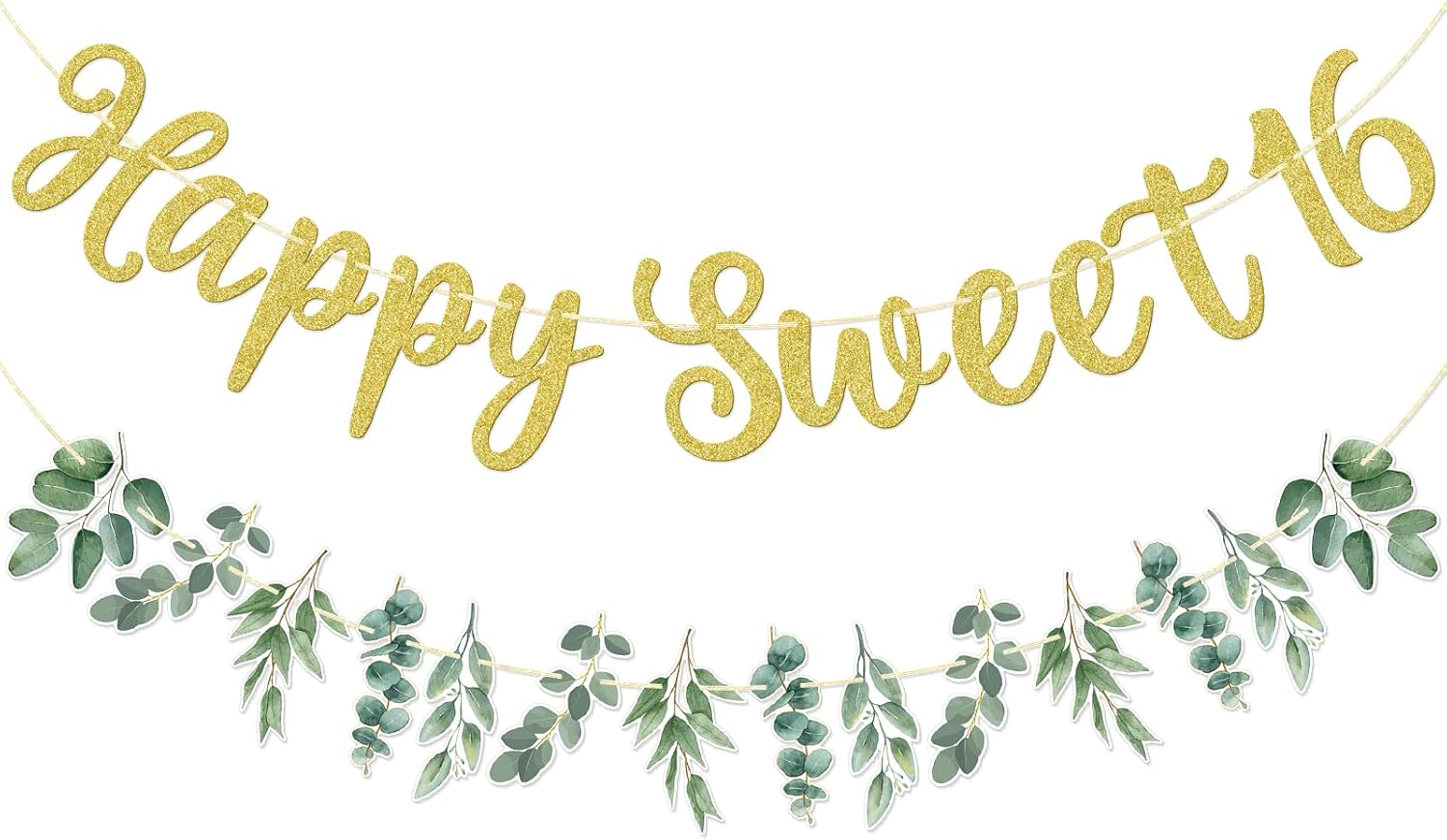 Qttier 16 Birthday Banner, Sage Green 16th Birthday Party Decor, 16th Birthday Decorations for Girls, Sweet Sixteen Party Decorations