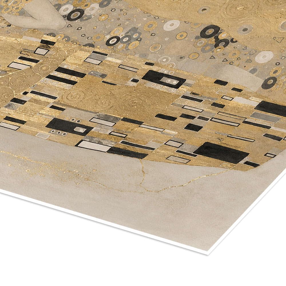 Kintsugi Klimt Kiss Plakat | 100 x 130 cm Gustav Klimt Beżowy Obrazy Dekoracja ścienna