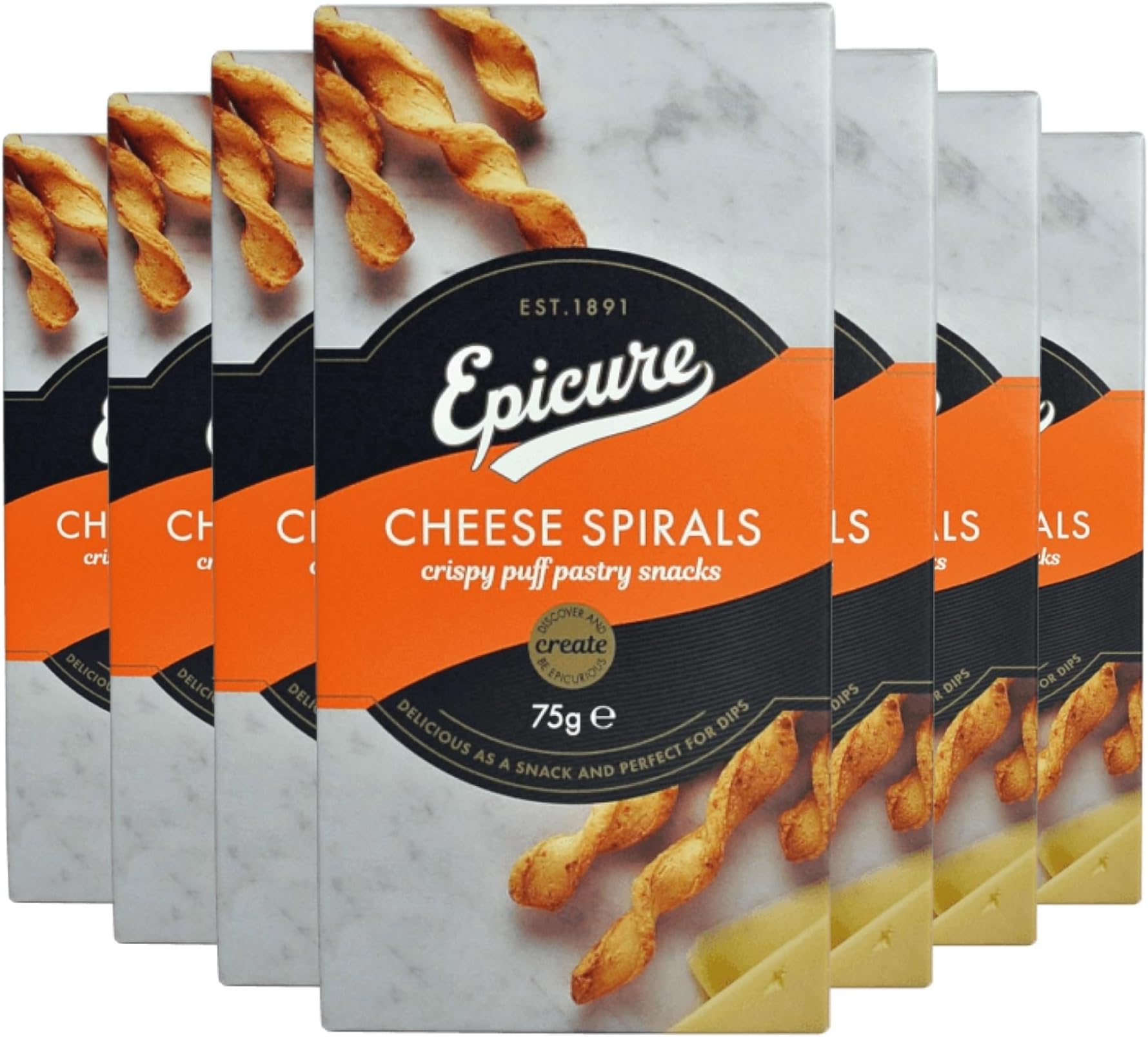 Epicure Cheese Spiral Crispy Puff Pastry Snacks 75 g (Pack of 10)